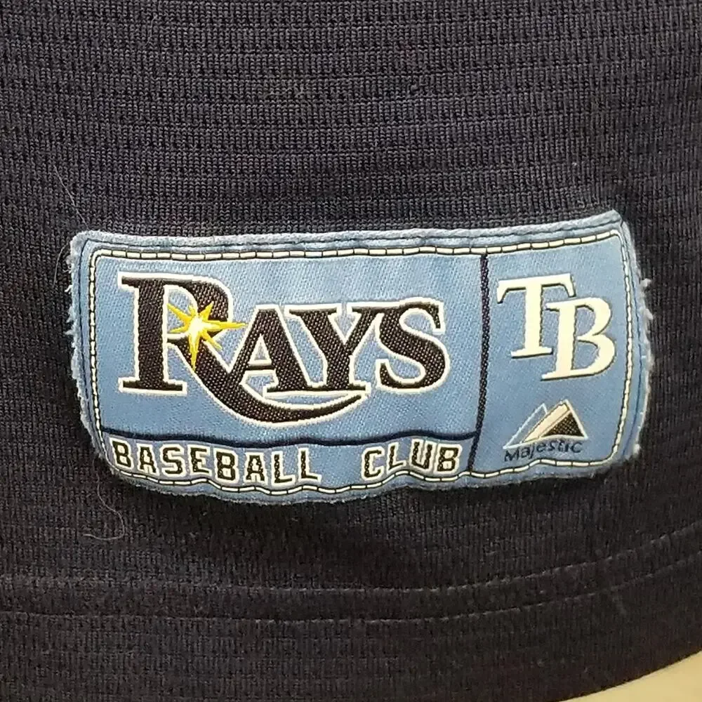 Tampa Bay Rays Jersey Shirt Mens Large Blue MLB Baseball‎ Majestic TB Logo